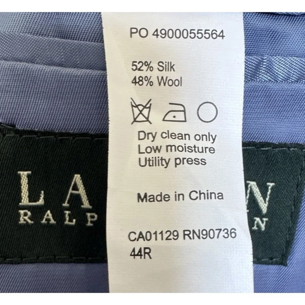 NEW Ralph Lauren Silk Wool Blazer Coat Sport Jacket 2 Button Size 44R Blue